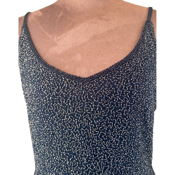 Chaudry Beaded Camisole Womens S Black Gold Silk Back Zip Heavy NWT Deadstock - Picture 2 of 15